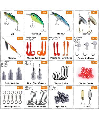 PLUSINNO 253/108pcs Fishing Accessories Kit - Tackle Box with Lures, Hooks, and Blades for Bass, Bluegill, Crappie - Buy Online on SooperMarket.com