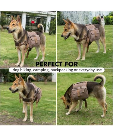 Medium Dark Yellow Dog Backpack Harness for Hiking & Travel | Medium & Large Dog Saddle Bag Rucksack with Leash - Buy Online on SooperMarket.com