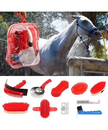 BREUAILY Horse Grooming Kit 10pcs Professional Horse Soft Massage Brush Kit Portable Horse Cleaning Tool Kit Horse Hair Brush Curry Comb Hoof Pick for Horse Cow Pony - Buy Online on SooperMarket.com