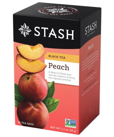 Stash Tea Peach Black Tea, 6 Boxes With 20 Tea Bags Each (120 Tea Bags Total) Peach 20 Count (Pack of 6)