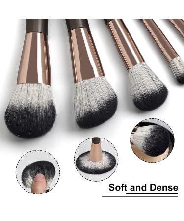10 Pcs Professional Makeup Brush Set with Sponge & Cleaner - Brown - Buy Online on SooperMarket.com