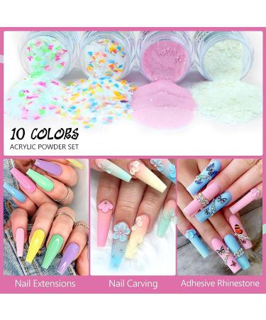 Saviland Acrylic Powder Set - 10 Colors Spring Summer Series | Professional Polymer Nail Set for Extensions & Carving - C-Color Girl - Buy Online on SooperMarket.com