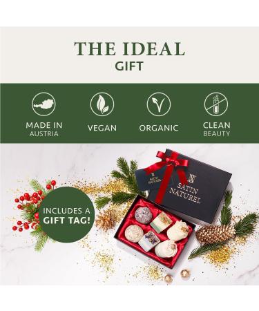 Christmas Gifts for Women: 6Pcs Bath Bombs Gift Box with Essential Oils & Shea Butter - Vegan Skincare by Satin Naturel - Buy Online on SooperMarket.com
