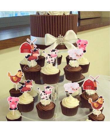 24 Farm Animal Cupcake Toppers - Barn Theme Birthday & Baby Shower Decorations - Buy Online on SooperMarket.com