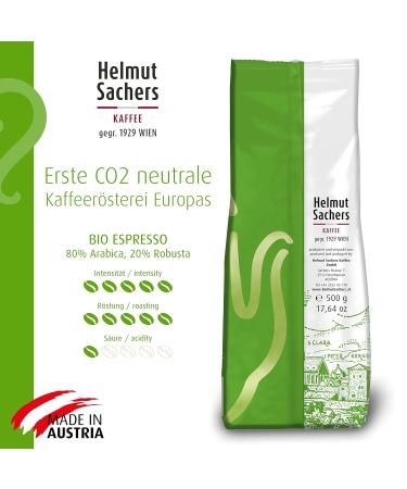 Buy Helmut Sachers Organic Espresso - Intensity 5/5 Arabica & Robusta Whole Coffee Beans (500g) - International Shipping Available - Buy Online on SooperMarket.com