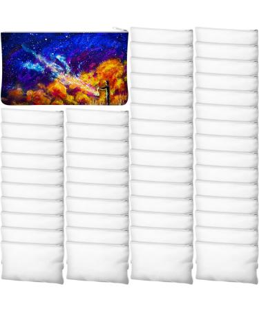 Frienda 50 Pieces Sublimation Blank Canvas Makeup Bags Bulk Blank DIY Heat Transfer Cosmetic Makeup Bags Canvas Pen Case Pencil Bags Clear Sublimation Blank Pouch with Zipper (White 7 x 4.3 Inch) White 7 x 4.3 Inch