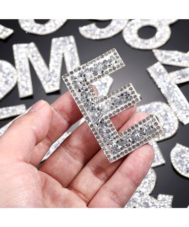 37-Piece Rhinestone Letter Stickers - Large Glitter Alphabet & Number Crystal Adhesive Iron-On Letters for Clothing, Crafts, DIY Decor - White - Buy Online on SooperMarket.com