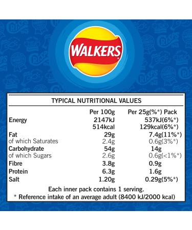 Walkers Cheese and Onion Vegetarian Multipack Crisps Ideal for Lunch and Snacking 12x25 g (Pack of 2) 25 g (Pack of 24) - Buy Online on SooperMarket.com