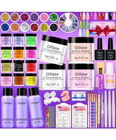 Large Acrylic Nail Kit Set Professional Acrylic with Everything, Nail Acrylic Powder for Beginners, Acrylic Nail Supplies Acrylic Nail Brush, Practice Hand for Acrylic Nails (Multicolor with everything)