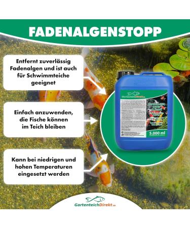 Gartenteich-Direkt Thread Algae Stop Liquid for Garden Pond - 5L | Fast & Reliable Algae Remover - Buy Online on SooperMarket.com