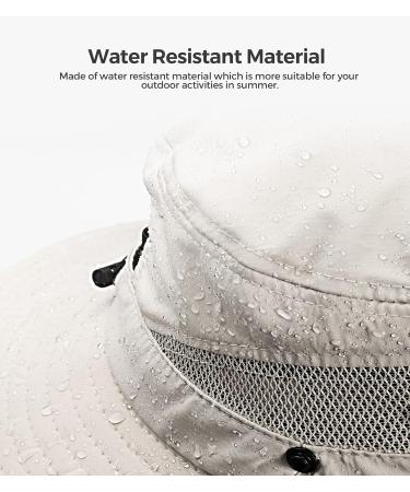 Women's UPF50+ Sun Hat with Ponytail Hole - Waterproof Beach Bucket Hat in Beige - Buy Online on SooperMarket.com