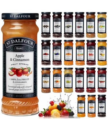 St Dalfour Jam Pick N Mix - Create Custom Jam Combo with 21+ Flavours | Apple & Cinnamon Black Cherry Blackberry Blackcurrant | 3 Pack (284g) - Perfect Jam Gift Set for Jam Lovers