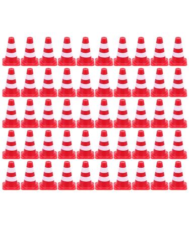 Toyandona 50 pieces mini traffic cone warning cone traffic hut children toy gift for autobahn street mini landscape decoration doll house fairy garden accessories red 50