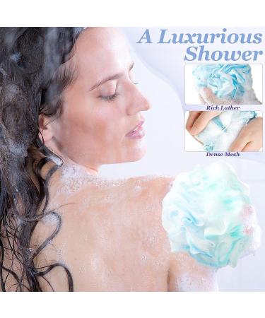 10-Piece Loofah Back Scrubber Set with Long Handle Brush - Exfoliating Shower Poufs for Men and Women - Buy Online on SooperMarket.com