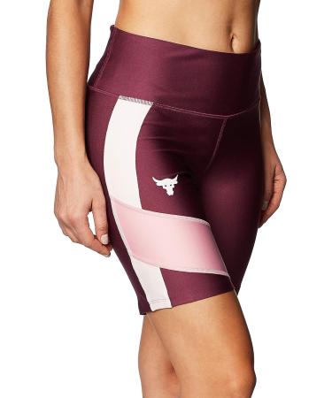 Under Armour Project Rock Women's High Rise Compression Shorts - Maroon/Pink (Size L) - Buy Online on SooperMarket.com