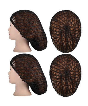 3-Piece Black Mesh Hair Net Set - Rayon Crochet Hair Nets, Knit Snood Hat, Crocheted Sleep Cap - Buy Online on SooperMarket.com