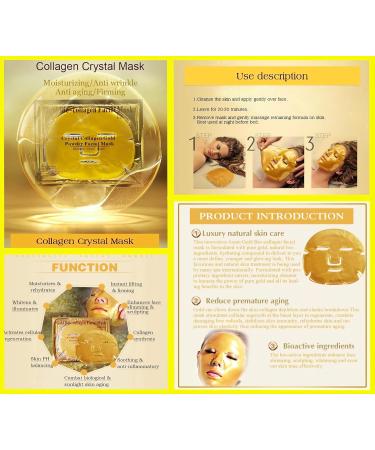 Greenlife Crystal 24K Gold Collagen face 10pcs Masks sheet - Anti Aging Wrinkles Moisturising Blemishes Firming Toning Dark Circles (10 pcs golden facial mask) - Buy Online on SooperMarket.com