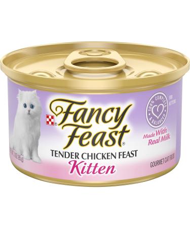 Fancy Feast Purina Kitten Canned Wet Cat Food Classic Pate Chicken 3 Ounce (Pack of 24)