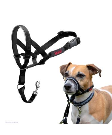 Halti head harness-prevents your dog from pulling on a leash simple adjustment light with a padded nose strap anti-train neck band for small dogs (size 1 black) 1 black