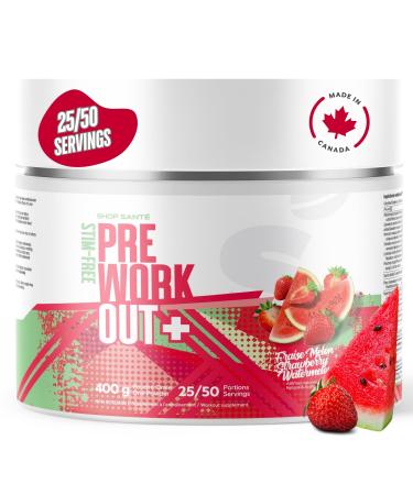 Shop Sante Pre Workout Plus Stim-Free Caffeine-Free EAA/BCAA with L-Arginine Acetyl-L-Carnitine & L- Citruline Amino Acid Supplement 50 Servings Strawberry-Watermelon