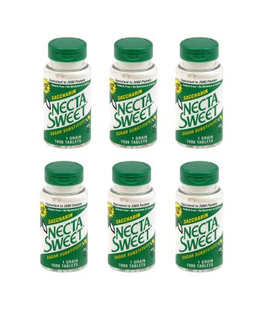 Necta Sweet 1-Grain Saccharin Tablets - Zero-Calorie Sugar Substitutes (6-Pack 1,000-Tablet Bottle)