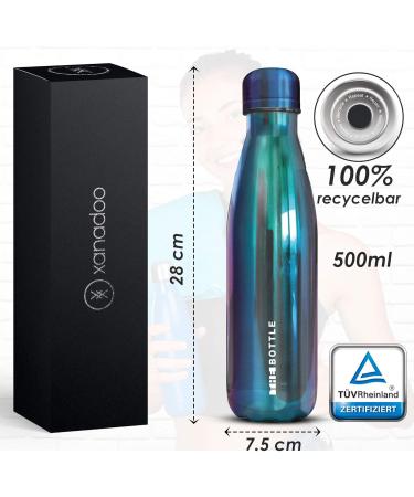 Xanadoo Stainless Steel Drinking Bottle 500ml - Eco-Friendly BPA-Free Leak-Proof Thermos for Camping Sports & School - Blue Chrome - Buy Online on SooperMarket.com