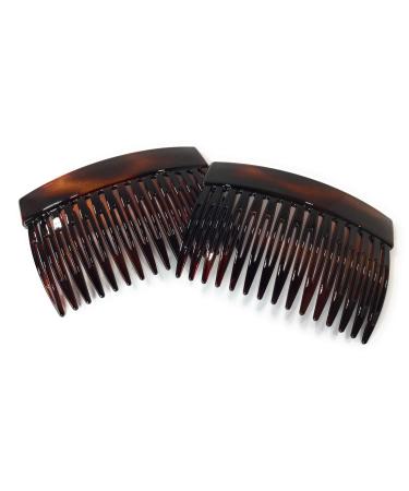 2 x insert comb approx. 8 x 5.5 cm Havana-brown split tooth insert comb made in France (194H)