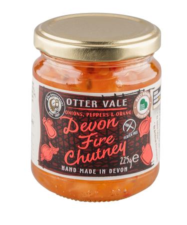 Otter Vale Devon Fire Chutney Scotch Bonnet chilli heat with a hint of tangy fruit hand-made in Devon gluten-free 225 g glass jar