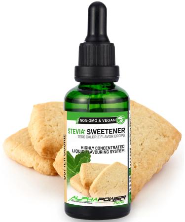 Alphapower Food |Stevia sugar -free flavor drops butter biscuit |100% natural liquid aroma + sugar substitute for water muesli desserts smoothies natural butter biscuit aroma 50.00 ml