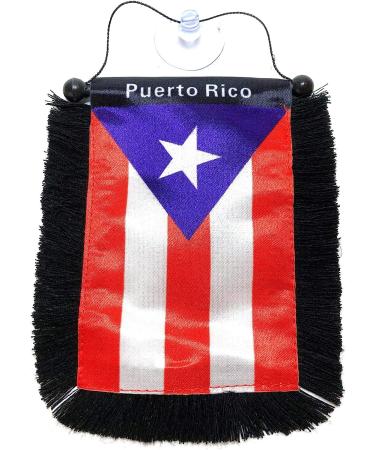Puerto Rico Car Flag Decals - Quality Mini Banner for Windows - Puerto Rican PR Home Accessories - Ideal Car Flag Accessory for Men and Women - Buy Online on SooperMarket.com
