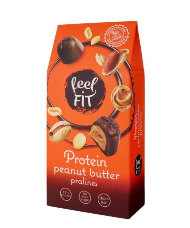 Feel fit protein peanut butter chocolates in high-quality milk chocolate without added sugar 17% protein gluten-free 4- Pack (4 x 66 g)