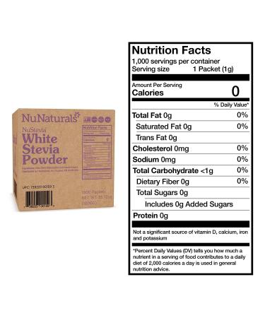 NuNaturals NuStevia White Stevia Powder - 1000 Packets (2.23 lbs) - Natural Sweetener - Buy Online on SooperMarket.com