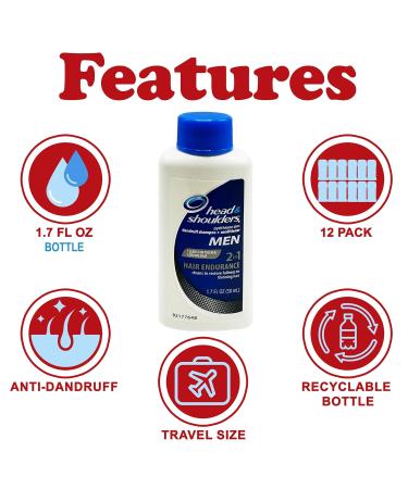 Buy Head & Shoulders 2 in 1 Men's Dandruff Shampoo & Conditioner - Travel Size Hair Endurance for Thinning Hair TSA Approved 12 Count - Shop Internationally - Buy Online on SooperMarket.com