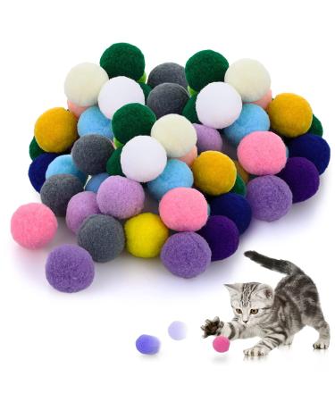 Molain cat toy balls soft cat balls 2.5 cm kitten pompons ball cat toys interactive pompon ball toys (50 pieces)