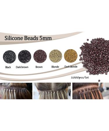 1000 Pcs Silicone Lined Micro Rings Links Beads for Hair Extensions Tool - Black, Dark Brown, Brown, Dark Blonde, Blonde - Buy Online on SooperMarket.com