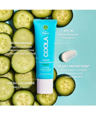 COOLA Organic Face Sunscreen SPF 30 Sunblock Lotion - Daily Protection, Dermatologist Tested, Vegan, Gluten Free - Cucumber 1.7 Fl Oz - Buy Online on SooperMarket.com