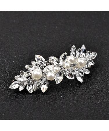 Crystal Pearl Rhinestone Barrette 2Pcs - Elegant Wedding Hair Accessories for Women - Buy Online on SooperMarket.com