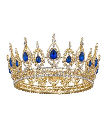 SWEETV Royal Queen Crown  Wedding Tiara for Bride  Rhinestone Tiaras and Crowns for Women  Costume Headpiece for Birthday Cosplay Party Celebration Royal Blue  Bailey 1.Royal Blue