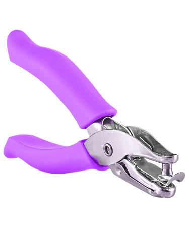 Single Hole Punch Metal Purple  1/4  Hole Puncher with Soft Grip Handles for Paper and Crafts Round Circle Shape  for Kids and Adults  Also Available in Green  Pink  Red  Blue  Grey  1 Pc   by Enday PURPLE 1