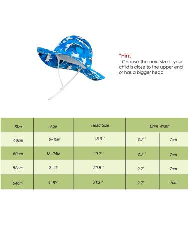 LANGZHEN Beach Sun Protection Hat for Baby Girls - Adjustable Toddler Kids Hat with Wide Brim & Chin Strap, Black Shark-Blue, 1-2 Years - Buy Online on SooperMarket.com