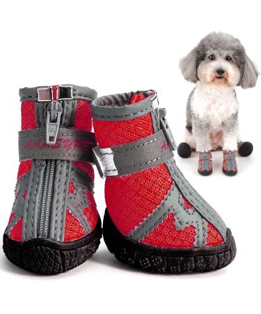 Zweitea Breathable Dog Shoes for Small Dogs - Slip-Resistant Reflective Boots with Robust Sole for Chihuahua - Red 5# (1.89x2.09) - Buy Online on SooperMarket.com
