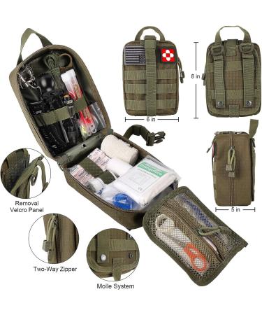 216 Pcs Survival First Aid Kit - Professional Gear for Emergency Hiking, Hunting, Camping - Green - Buy Online on SooperMarket.com