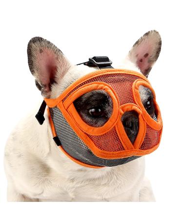 Singwow Short Snout Dog Muzzle Bulldog Muzzle Breathable Adjustable Mesh Mask for Flat Faced Dog Anti Bitting Chewing Barking (L)