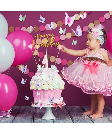 60 Blue Purple Butterfly Cake Toppers with Happy Birthday Topper | 3D Mixed Size Color Decoration Set for Birthday & Wedding Party Supplies - Buy Online on SooperMarket.com