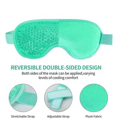 Gel Eye Mask + Silk Sleep Mask: Hot/Cold Therapy for Puffy Eyes, Dark Circles, Headaches - Adjustable Strap & Reusable (Light Green) - Buy Online on SooperMarket.com