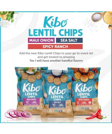 Kibo Lentil Chips Variety Pack - Gluten-Free Vegan - Non-GMO - Plant-Based 28g - Maui Onion, Sea Salt, Spicy Ranch - 18 Pack - Buy Online on SooperMarket.com