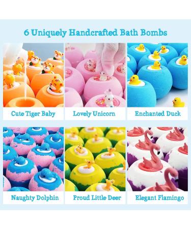 Aofmee Handmade Natural Bath Bombs for Kids with Surprise Inside - Shea Cocoa Butter Moisturize - Spa Fizzies Bath Bomb Kit - Perfect Birthday or Holiday Gift for Women, Girls, Boys - 6 Cute Bath Bombs - Buy Online on SooperMarket.com