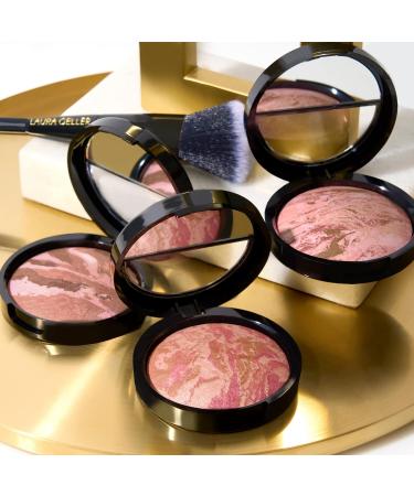 LAURA GELLER NEW YORK Blush-n-Bronze Marbleized 2-in-1 Bronzer Blush Rose Bronze - Dual-Ended Brush Set - Buy Online on SooperMarket.com