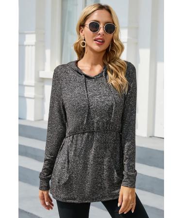 Sosolism Women's Nursing Hoodie Maternity Breastfeeding Top XL Charcoal Grey - Buy Online on SooperMarket.com