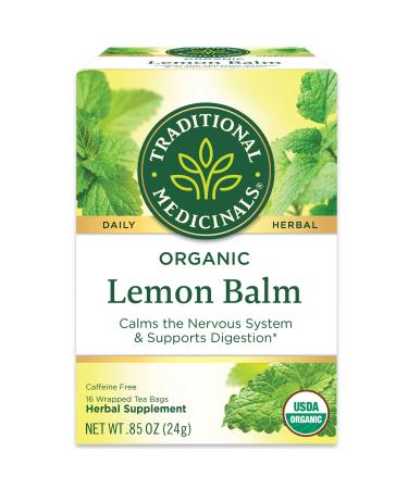 Traditional Medicinals Herbal Teas Organic Lemon Balm Naturally Caffeine Free 16 Wrapped Tea Bags .85 oz (24 g)